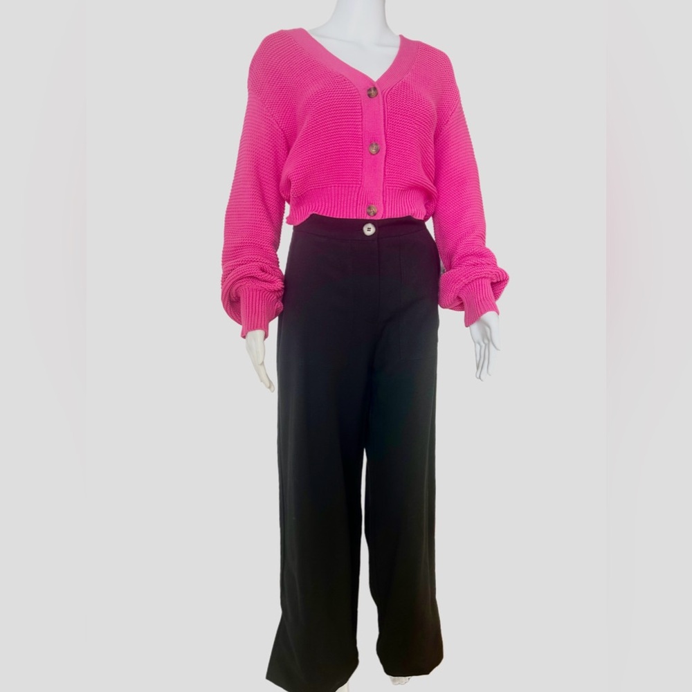 LULUS Women's Jet Stream Black High-Waisted Wide-Leg Pants - Medium - Picture 6 of 8